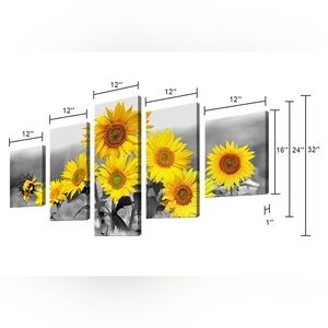 5 Panel Sunflower Canvas